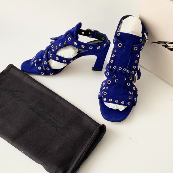 BRIAN ATWOOD Luisa Royal Blue Suede Leather Sandals Women’s Heels Pumps Shoes 6 - Picture 9 of 13